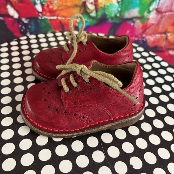 Eureka Red Leather Saddle Shoes Lace Up Size 19 US Size 3 - Picture 5 of 6